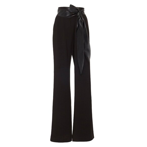 Nanushka Cecilia Wide-Leg Pants 27" / Large / Black Vegan Leather Belted Work - Picture 3 of 10